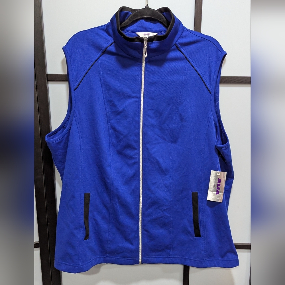 Blue Sleeveless Zip-Up Vest